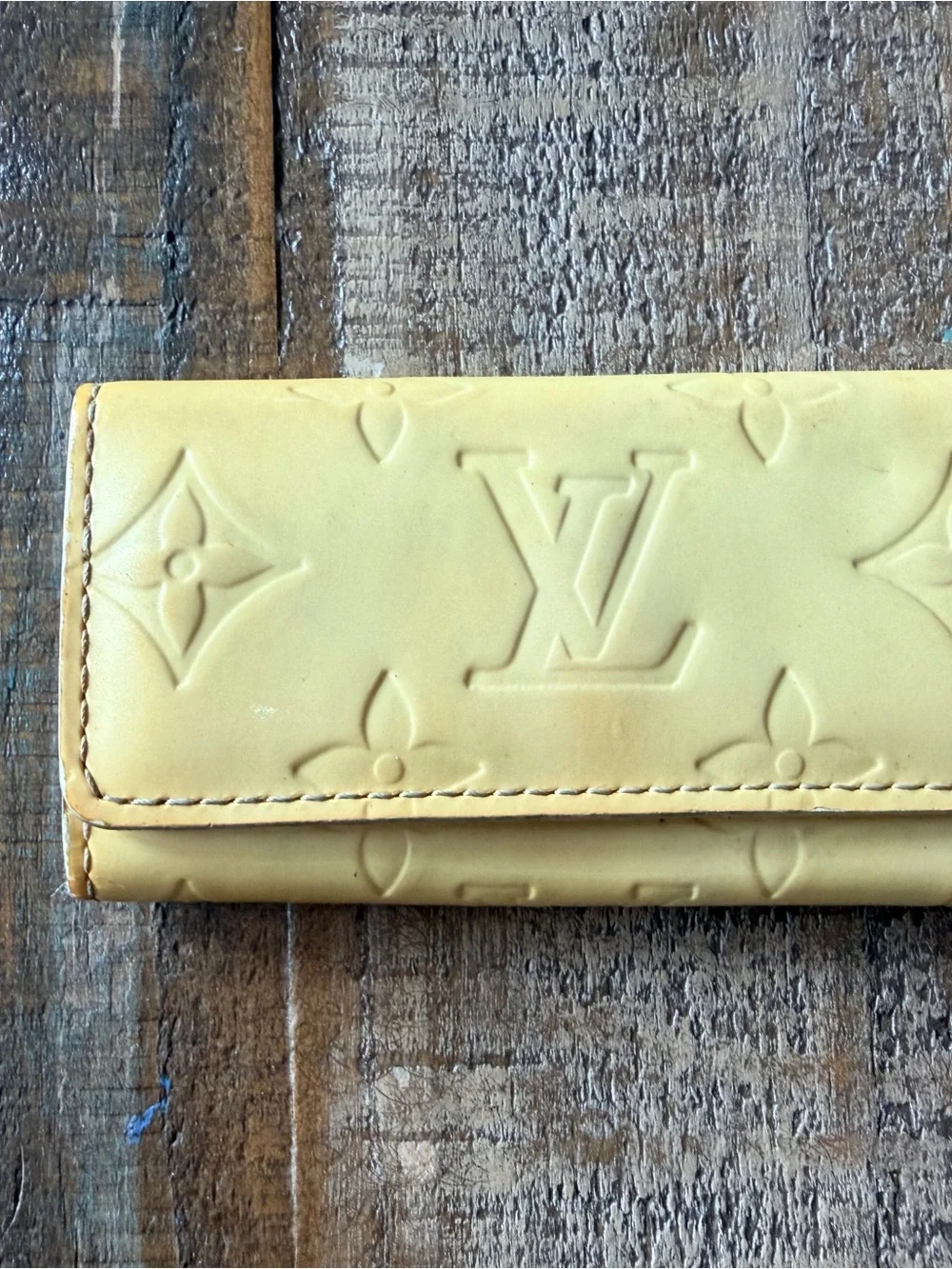 Louis Vuitton Yellow Embossed Monogram Vernis Long Wallet
